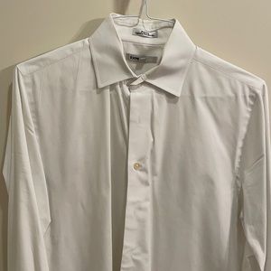 Fitted express white long sleeve buttondown shirt